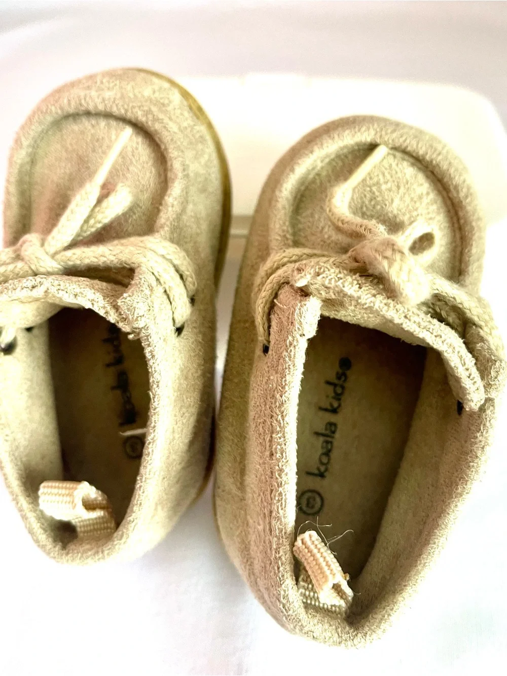 Koala Kids Beige Suede Moccasin Shoes for Toddlers